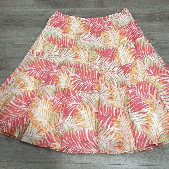 Ruby Rd. Woman A-Line Maxi Tiered Pull On Skirt Palm Fronds 24W - Picture 7 of 14